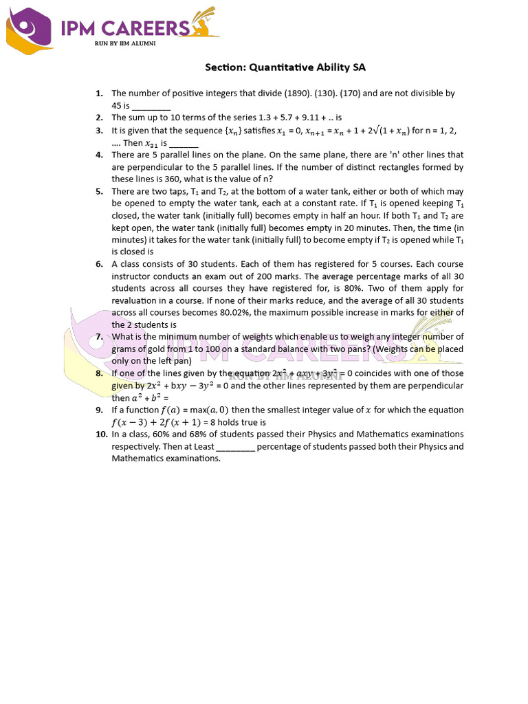IPM at 2021 Question Paper | PDF