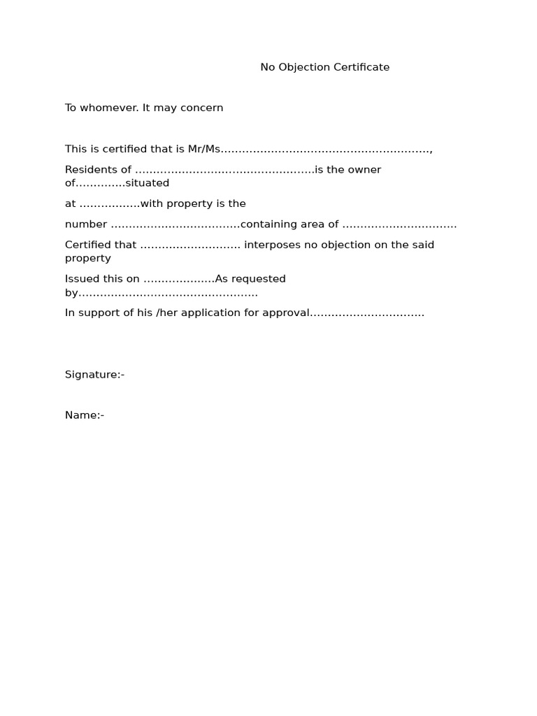 No Objection Certificate1 | PDF