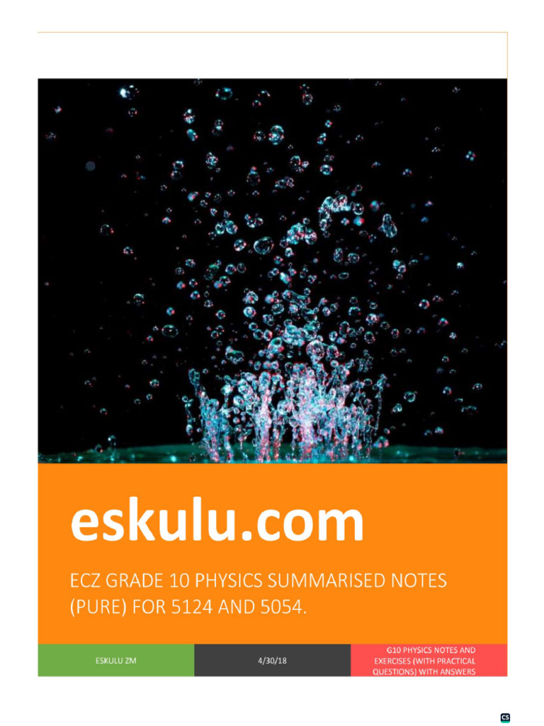 G10 Physics Summarised Notes(Pure) for 5124 & 5054 | PDF