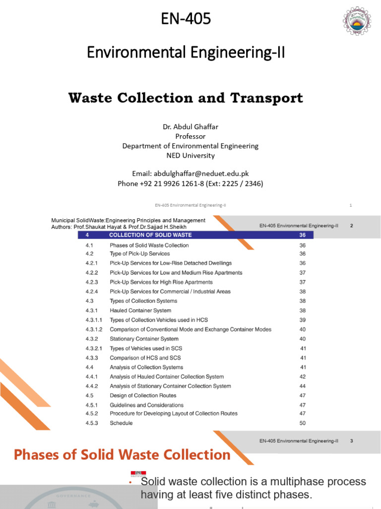 En-405 Week 10 Waste Collection and Transport Part-II | PDF | Municipal ...