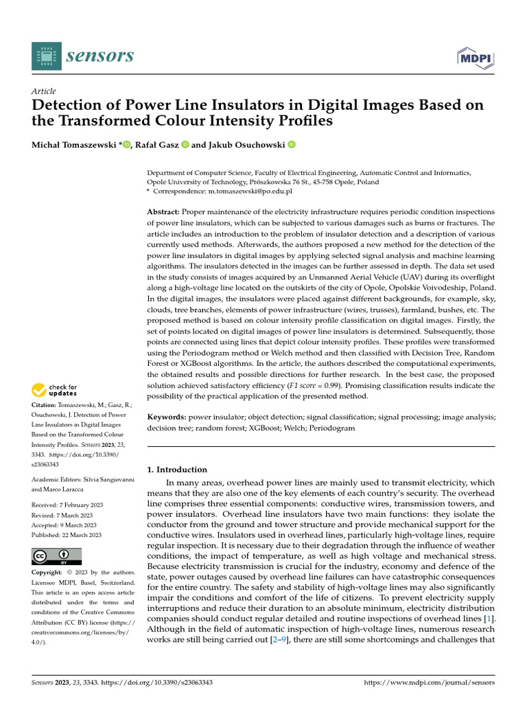 Detection of Power Line Insulators in Digital Images Based On | PDF ...