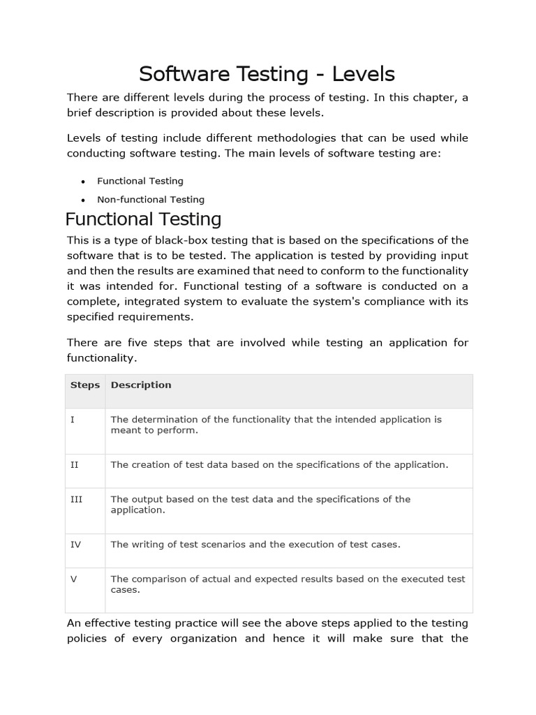 Lect 2 Software Testing - Levels | PDF | Software Testing | Usability
