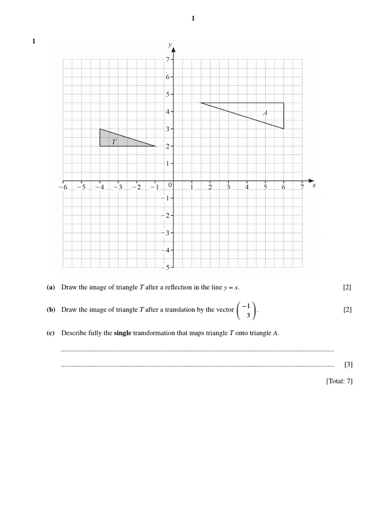 Transformations IGCSE Questions | PDF | Shape | Mathematics