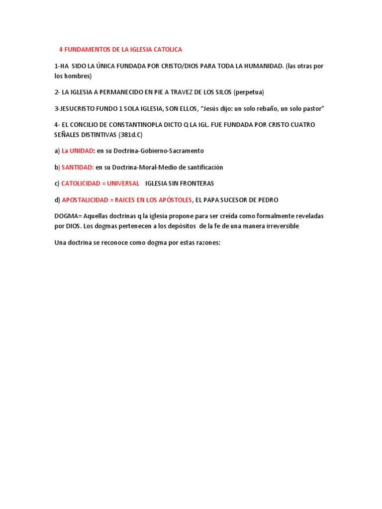 4 Fundamentos de La Iglesia Catolica | PDF