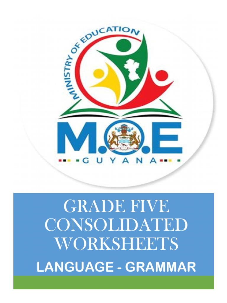 Grade 5 English Language Grammar Week 1 - 2022 - Consolidated Worksheet ...