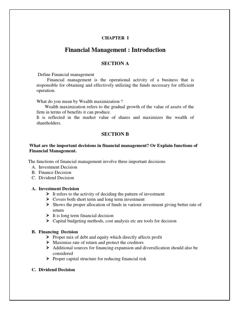 FM MBA Study Material | PDF | Dividend | Net Present Value