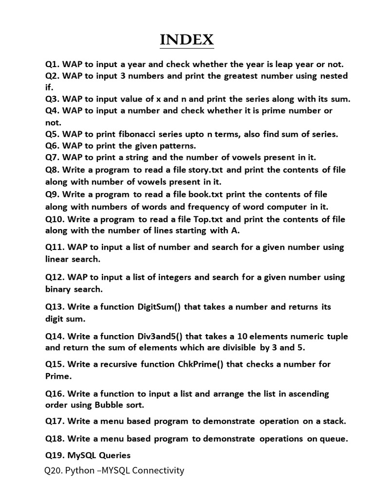Cs Practical File PDF | PDF | Queue (Abstract Data Type) | Algorithms ...