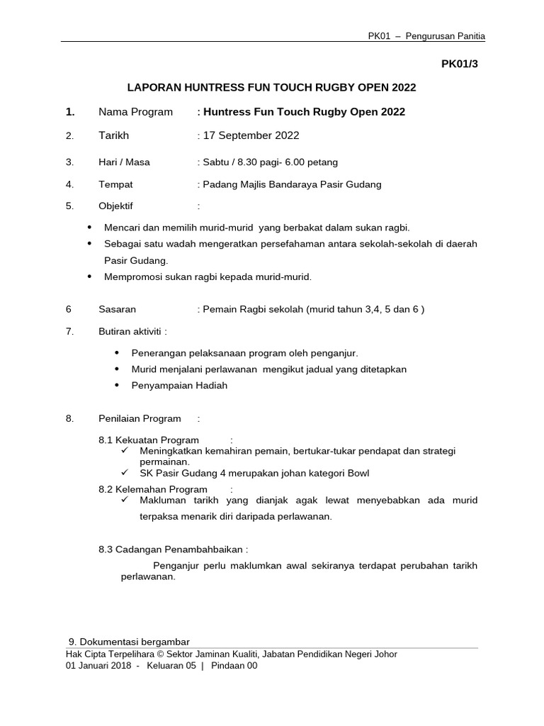 Laporan Ragbi Huntress Fun | PDF