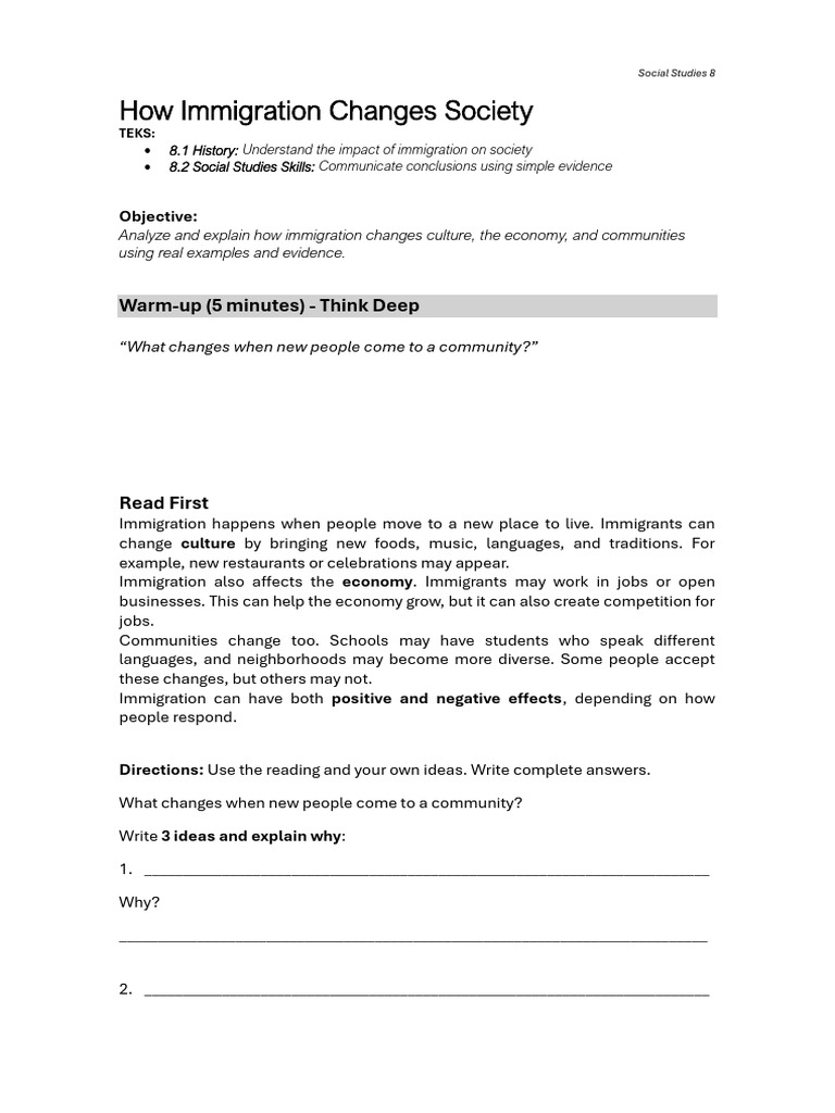 How Immigration Changes Society | PDF | Immigration