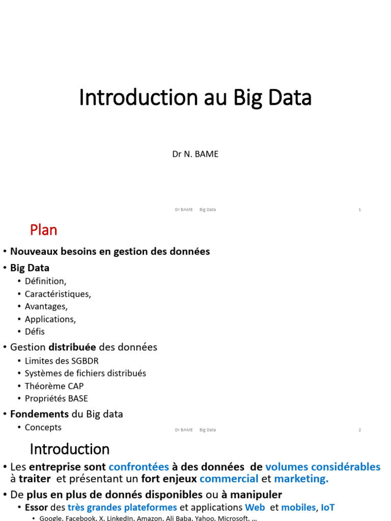 Chapitre 1-Introduction Aux BD - 26 | PDF | Big data | Apache Hadoop
