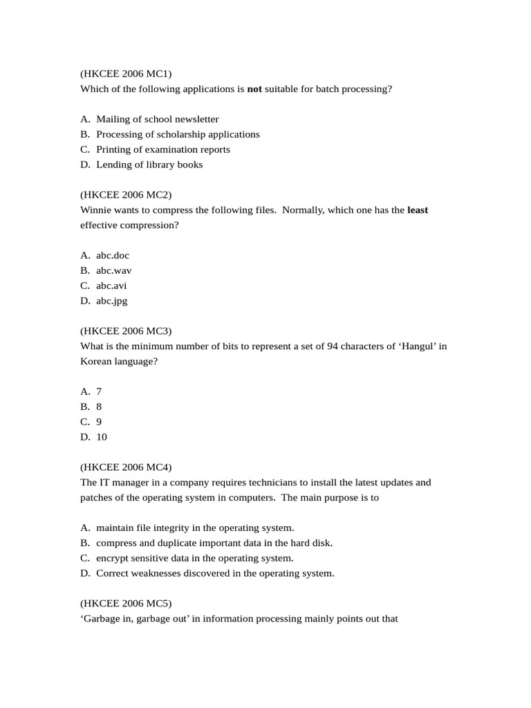 Hkcee 2006 Paper 1a | PDF | Programming | Computer Program