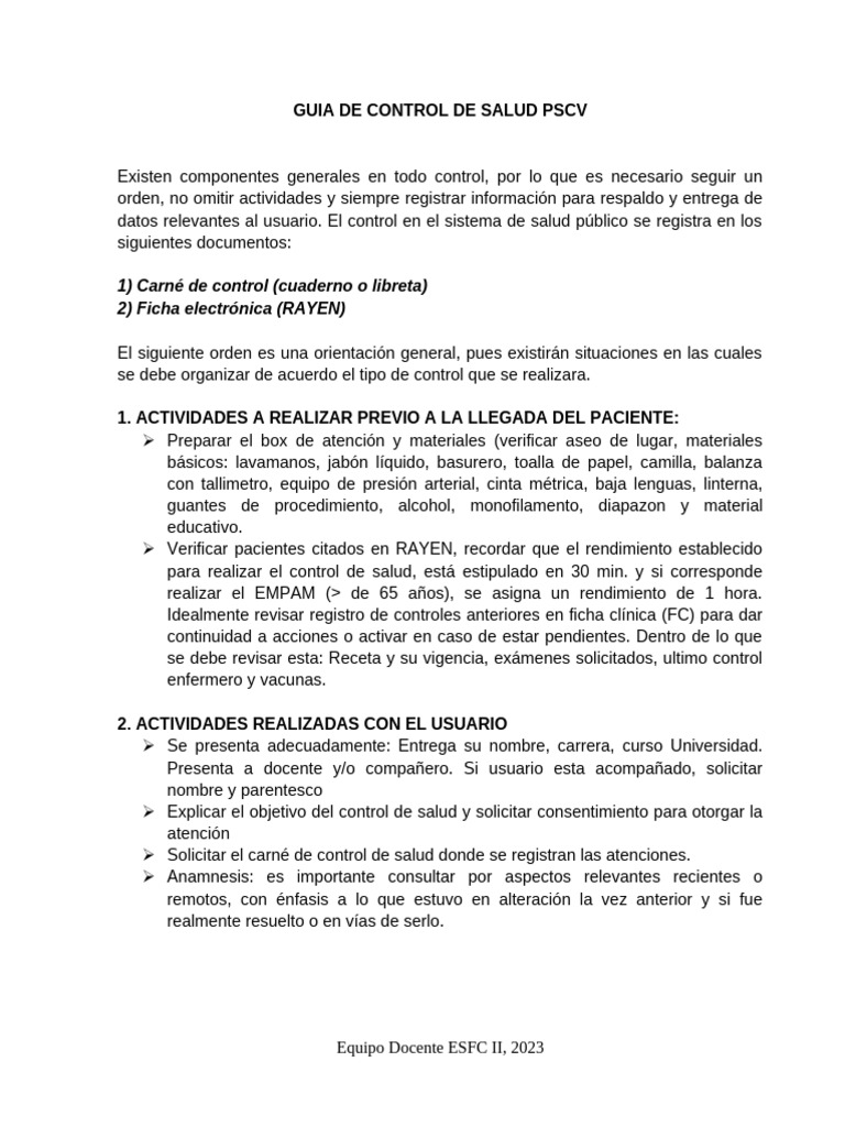 Guia de Control de Salud PSCV | PDF | Medicina CLINICA | Especialidades ...