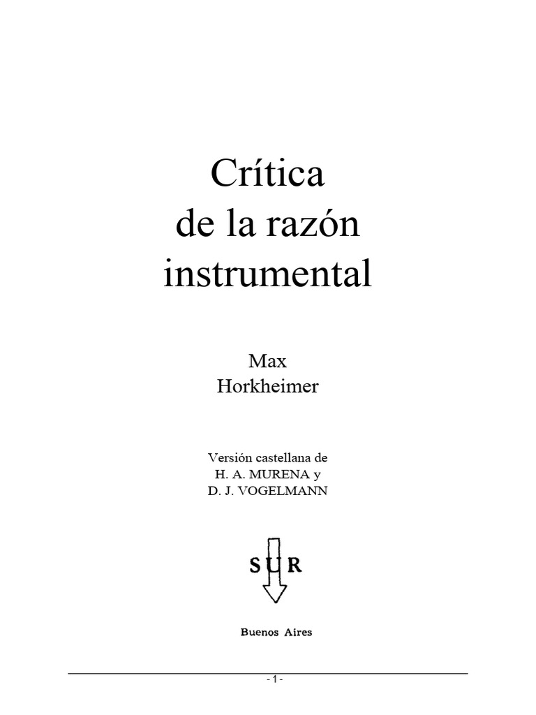 Critica de La Razon Instrumental | PDF | Verdad | Razón