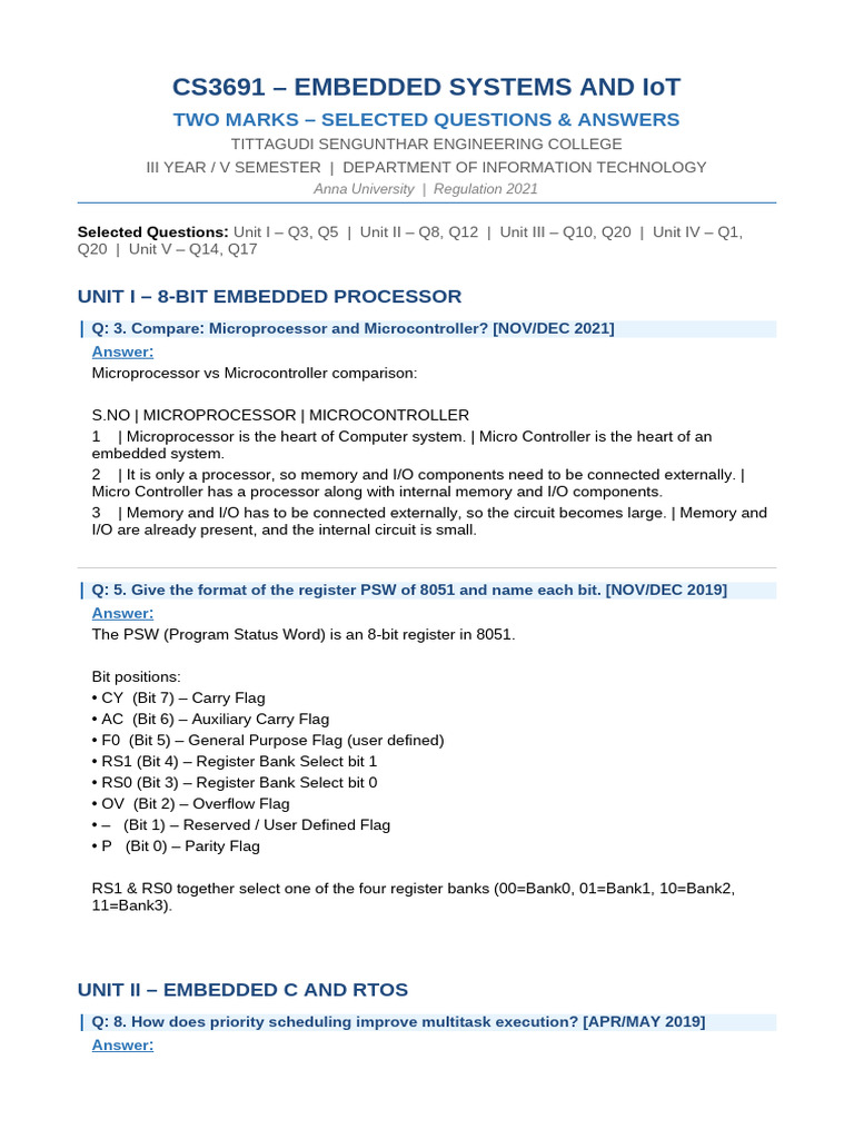 EIOT Two Marks Updated | PDF | Internet Of Things | Raspberry Pi