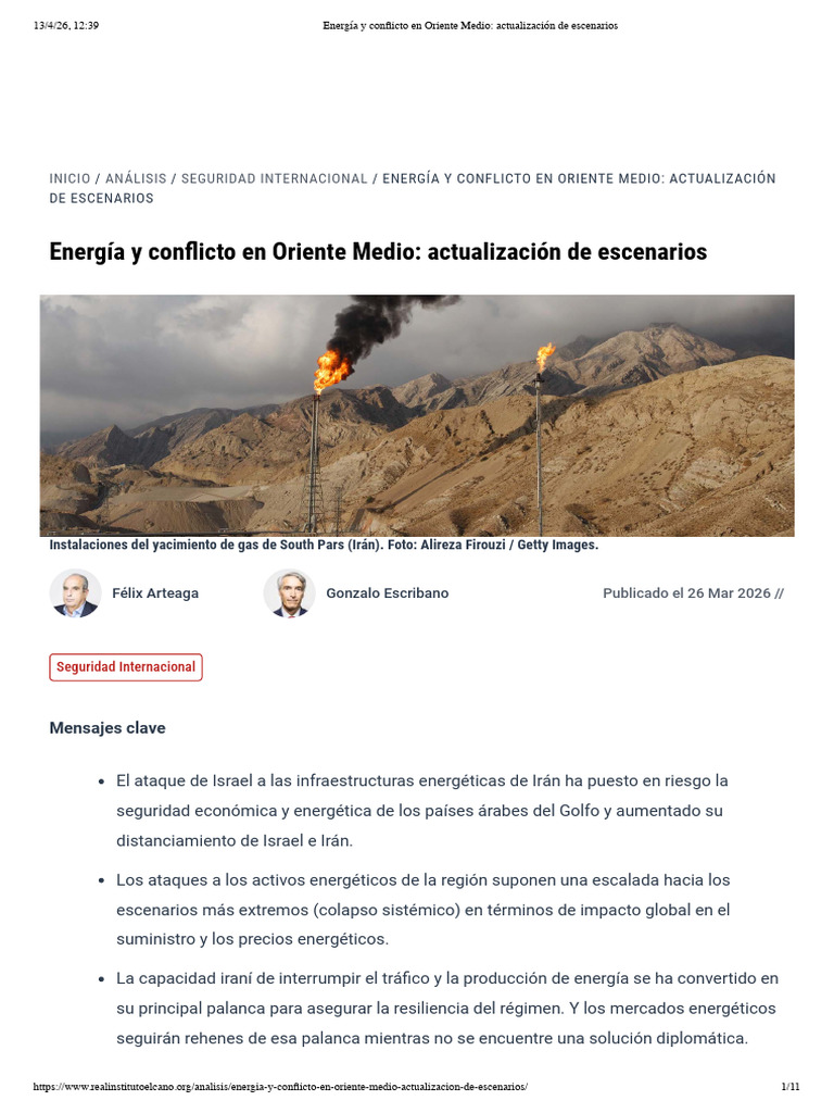 Energía y Conflicto en Oriente Medio - Actualización de Escenarios ...