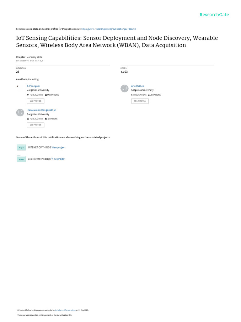 IoT Sensor Deployment and Node Discovery | PDF | Wireless Sensor ...