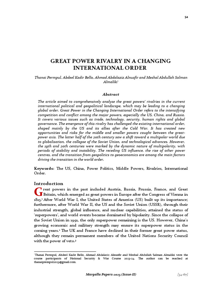 Great Power Rivalry | PDF | Hegemony | Polarity (International Relations)