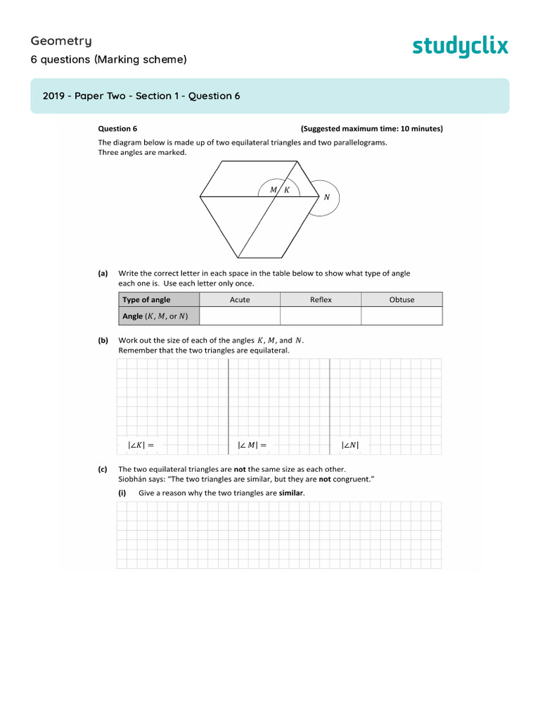 Geometry Questions With Marking-Scheme | PDF