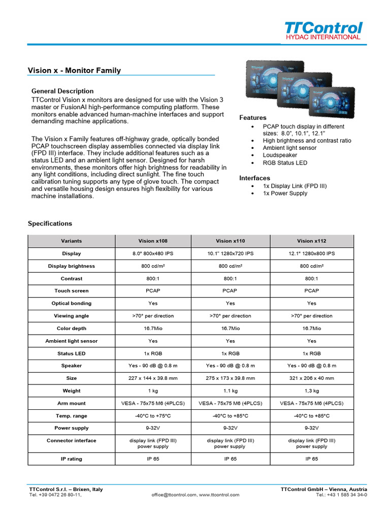 TTControl Vision x Datasheet 18560 en V1 | PDF | Computer Monitor | Rgb ...