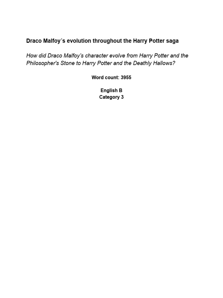 Ib Extended Essay - Tomás Fuentes Finall | PDF | Harry Potter