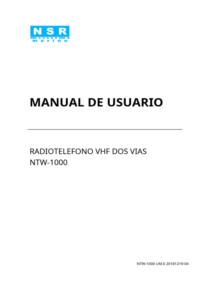 Manual Español NSR VHF Bidireccional | PDF | Cargador de batería ...