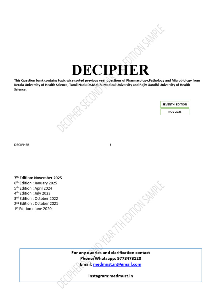 Decipher 2nd Year 7th Edition Sample 2025 November | PDF | Infection ...