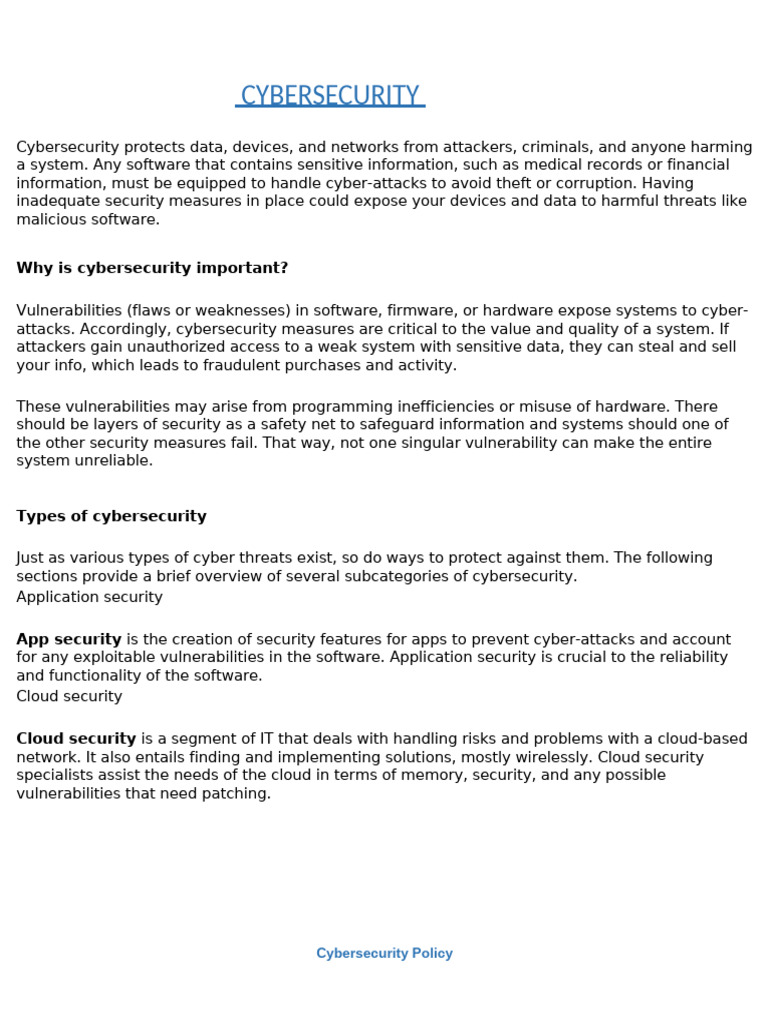 Cybersecurity Policies Template | PDF | Security | Computer Security