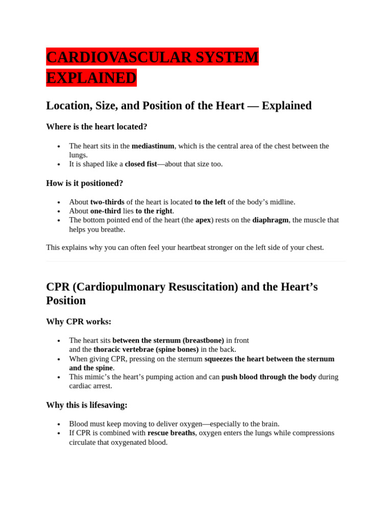 Cardiovascular System Overview | PDF | Heart Valve | Heart