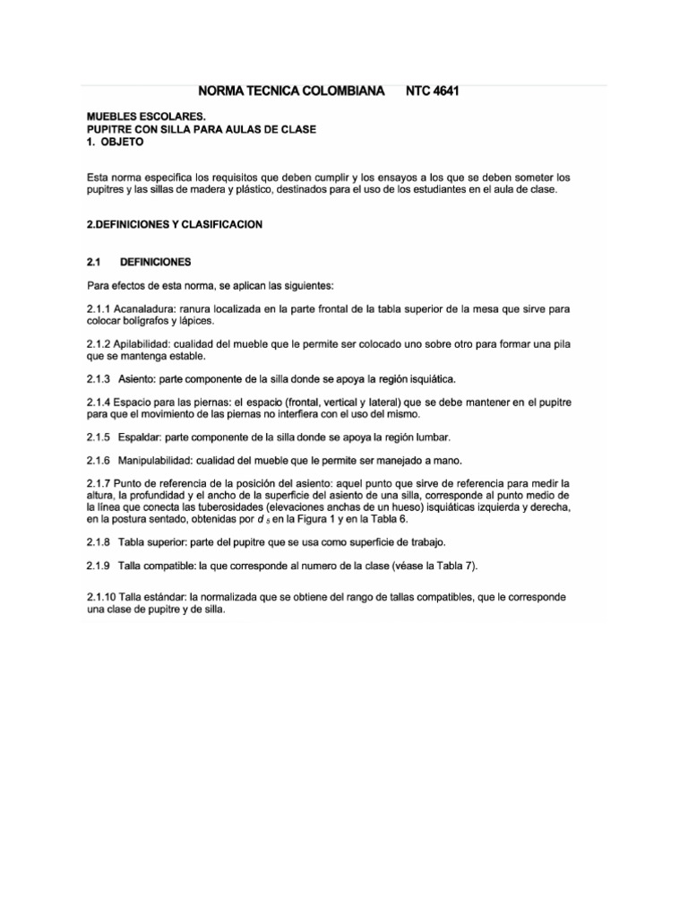 NTC 4601 Mobiliarios | PDF