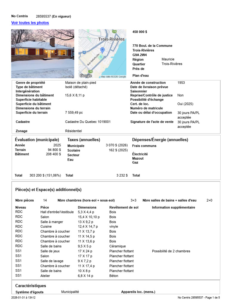 770 Boul de La Commune Fiche Detaillee Client NoCentris 28595537 | PDF ...