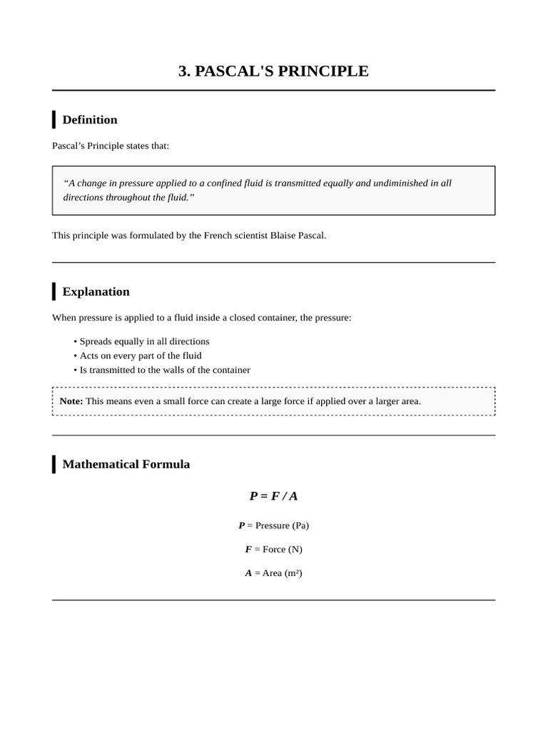 Pascals Principle Reference | PDF