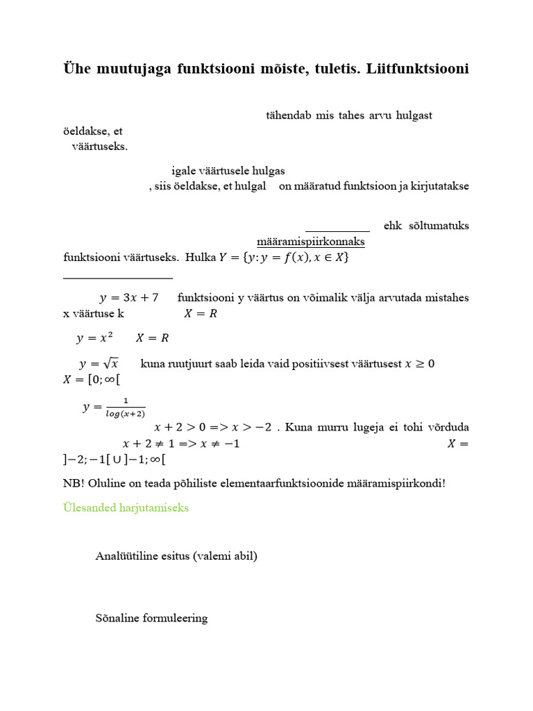 1. Funktsioon. Tuletis (1) | PDF