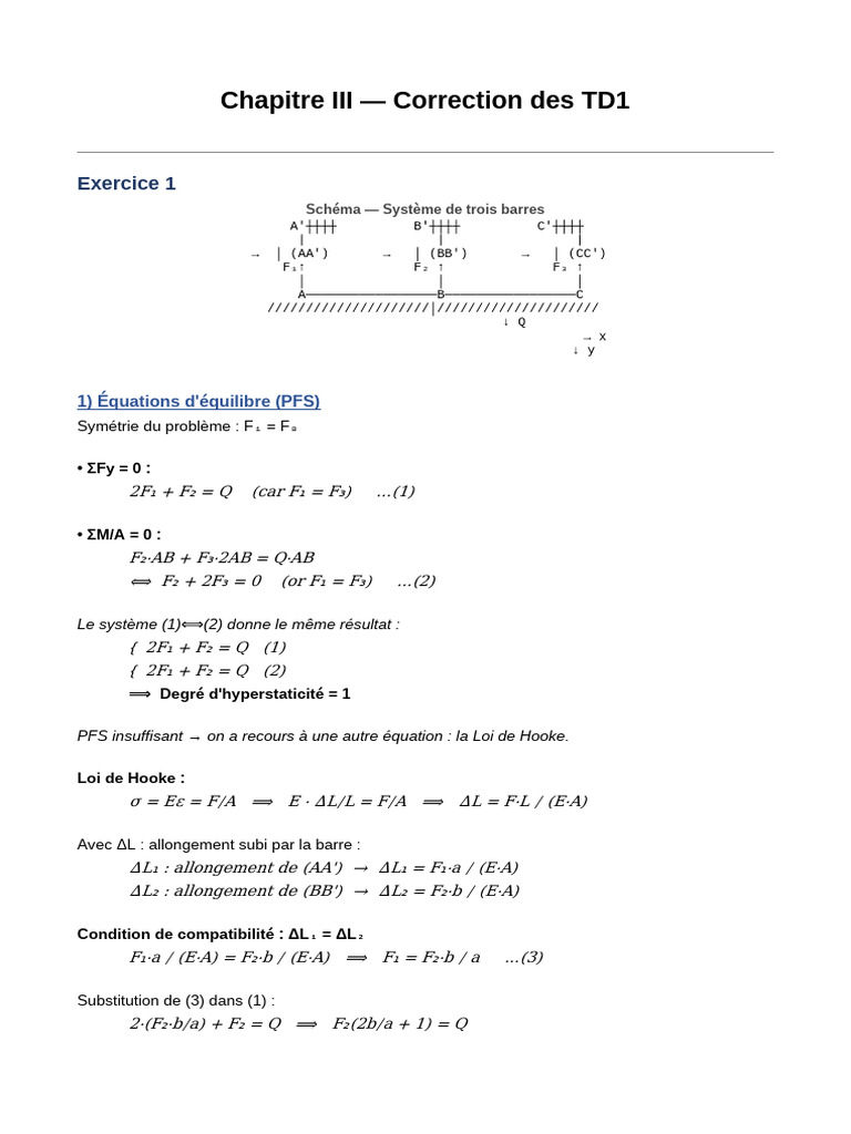 Correction TD1 ChapIII Retape | PDF | Résistance des matériaux ...