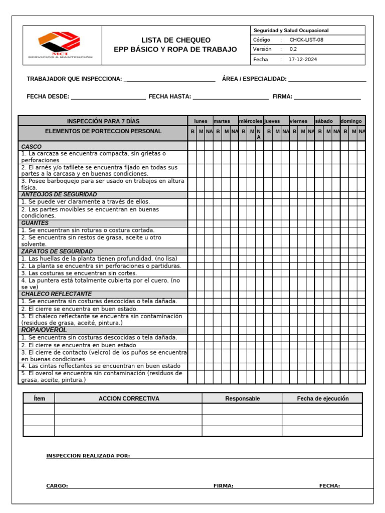 EPP Básico y Ropa de Trabajo Rev. 0 | PDF