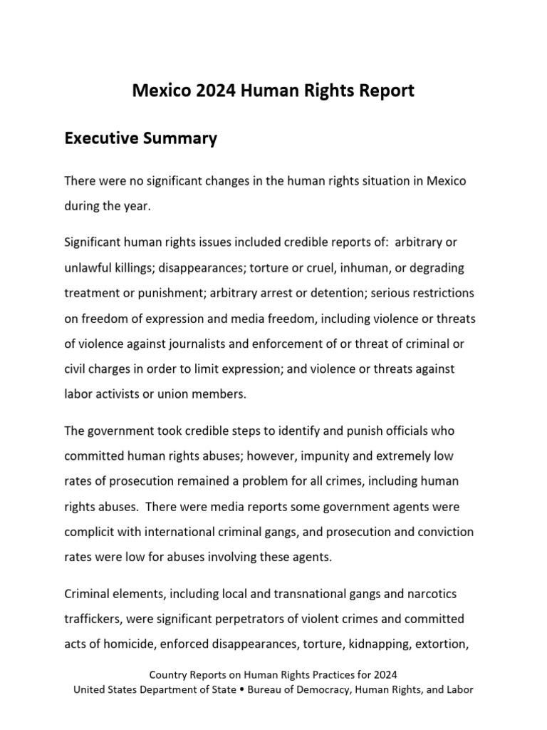 Mexico 2024 Human Rights Report | PDF | Overtime | Refugee