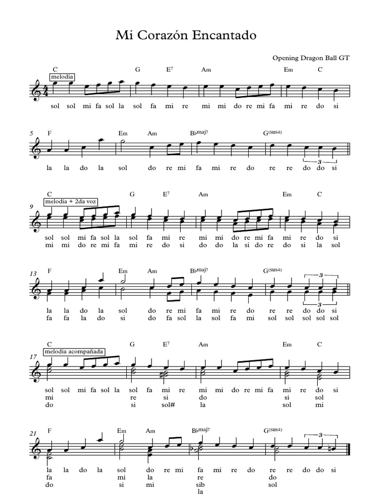 Mi Corazón Encantado - Partitura Completa | PDF | Collation ...
