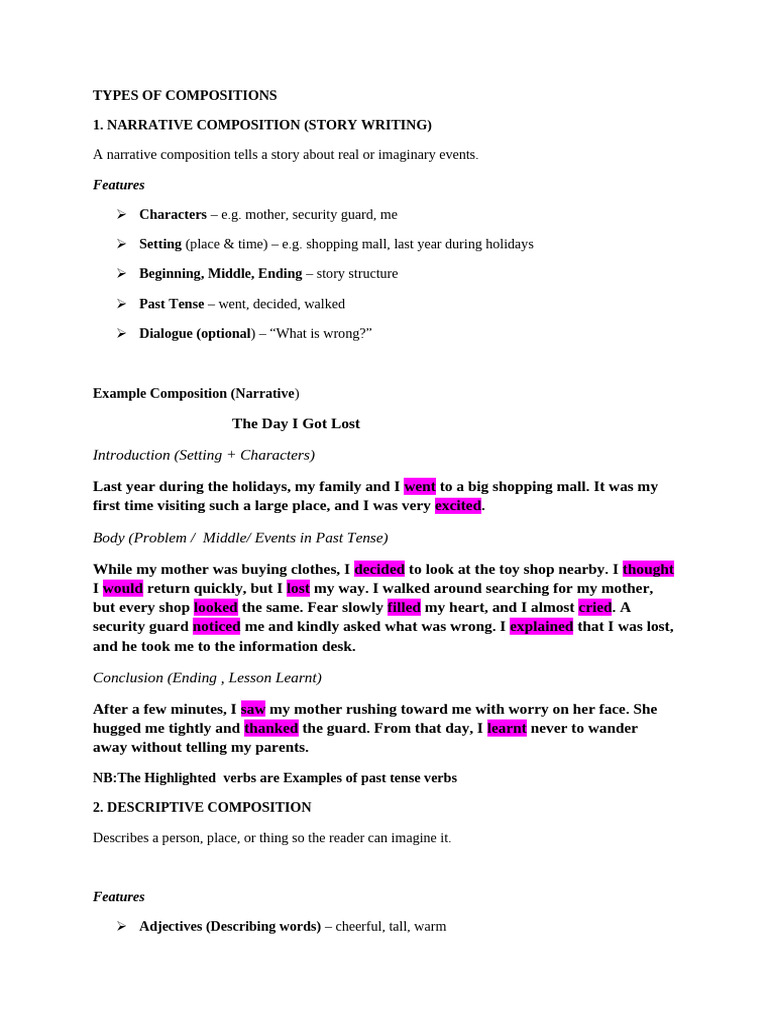 Types Of Compositions | PDF | Linguistics
