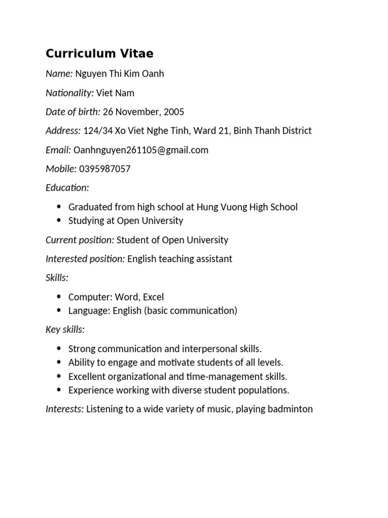 CV Assignment | PDF