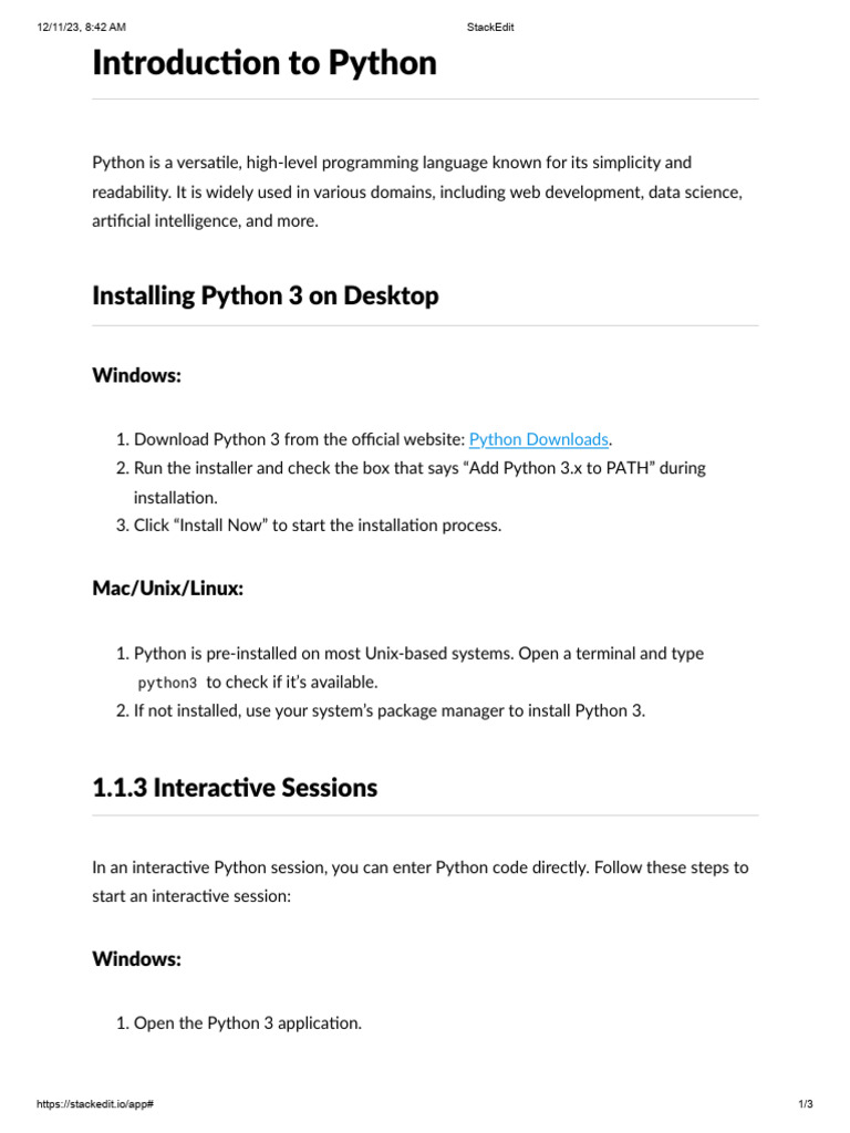 1.python Handout 1 | PDF | Python (Programming Language) | Computer ...