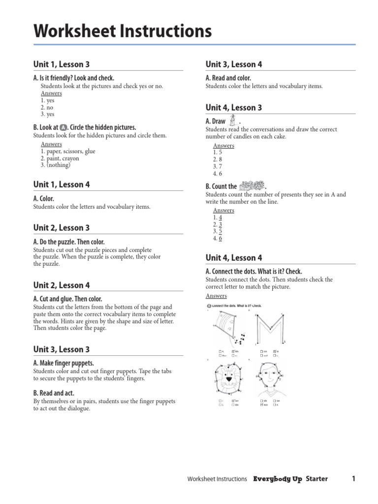 EU2e Starter WorksheetInstructions and Answers | PDF