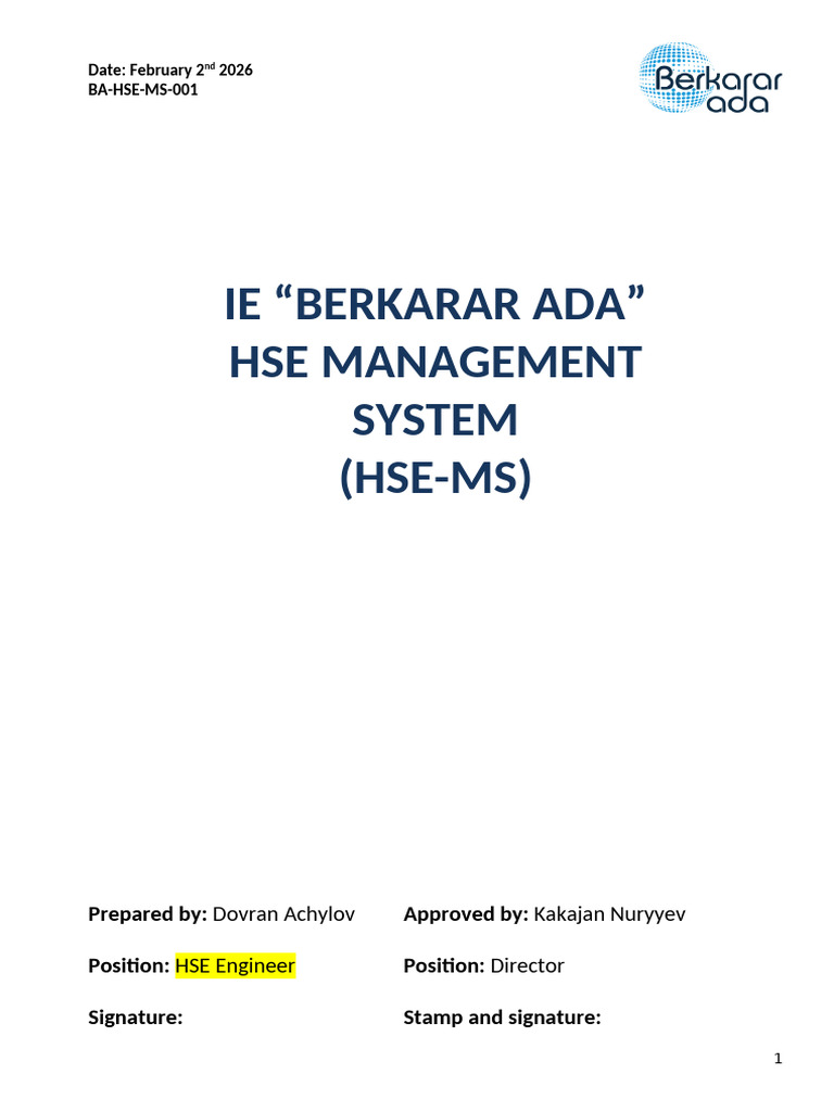 HSE-MS-001 - HSE Management System | PDF | Risk Management | Regulatory ...