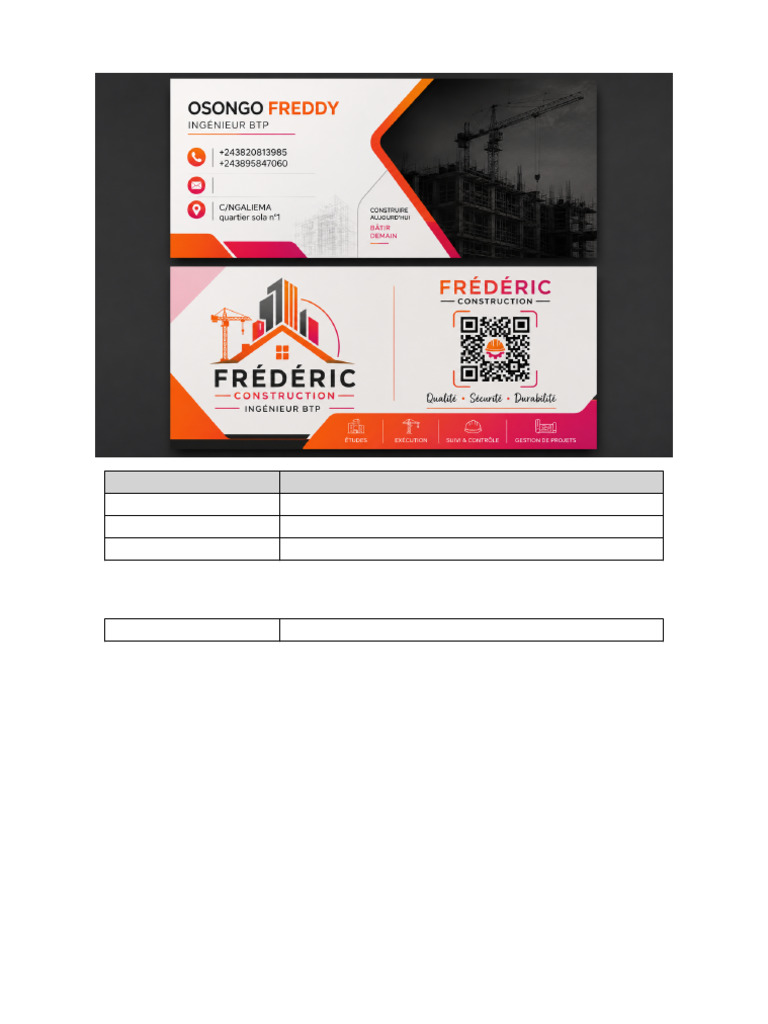 Carte Visite Ingenieur Btp Osongo Freddy-1 | PDF