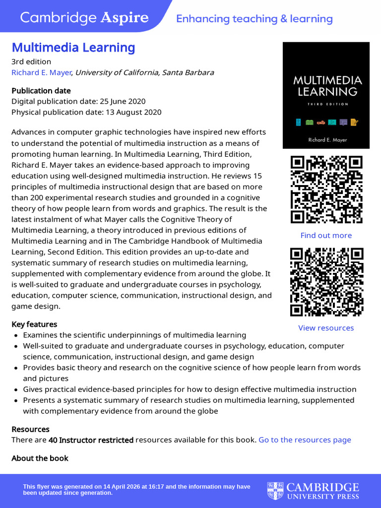 Multimedia Learning | PDF | Multimedia | Instructional Design