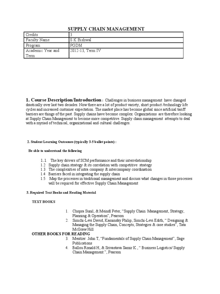 Logistics management course outline image