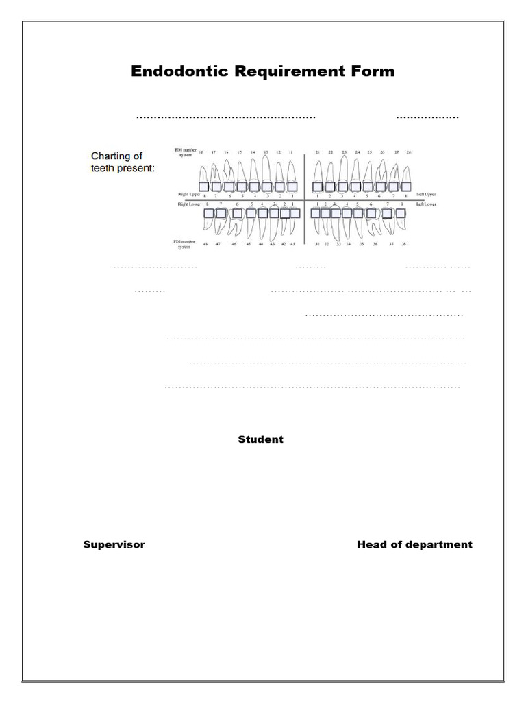Endodontic Requirement Form | PDF