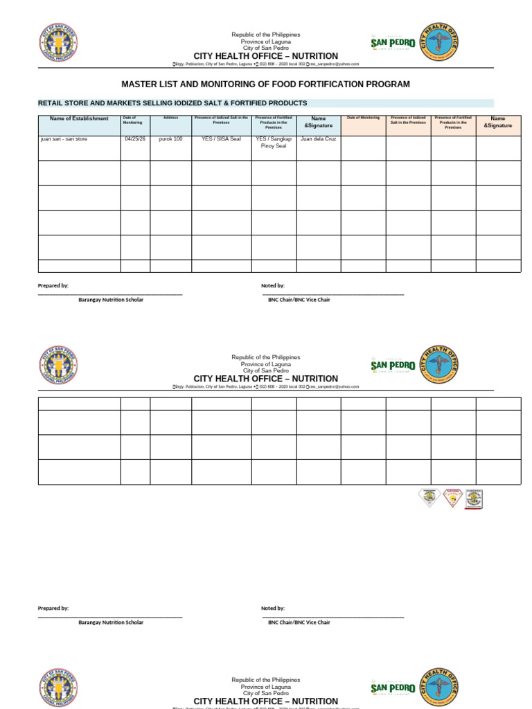Revised Food Fortification Monitoring Form (1) (1) | PDF | Nutrition ...