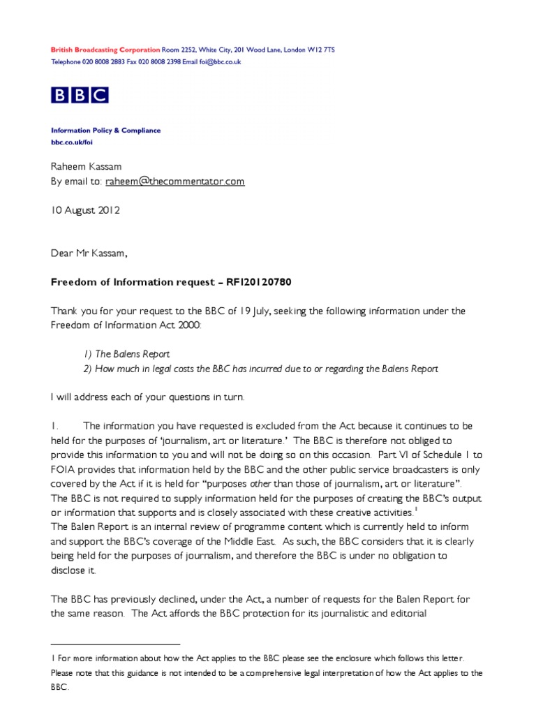 RFI20120780 - Final Response | PDF | Bbc | Journalism