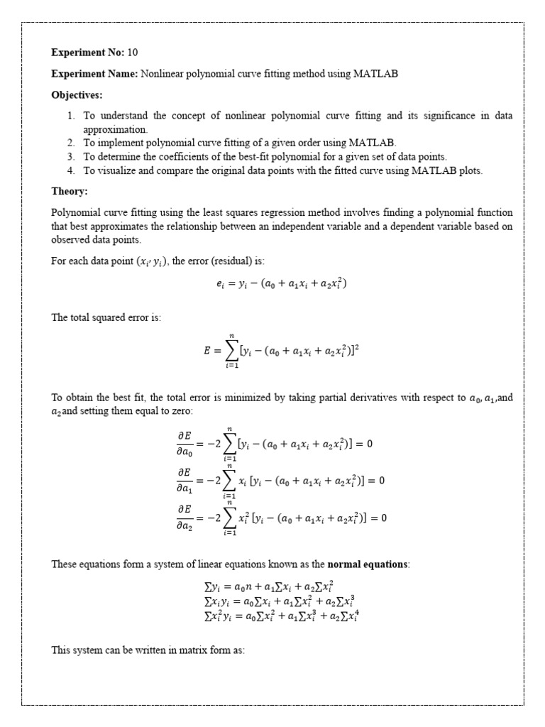 Non Linear Curve Fitting | PDF | Errors And Residuals | Nonlinear System
