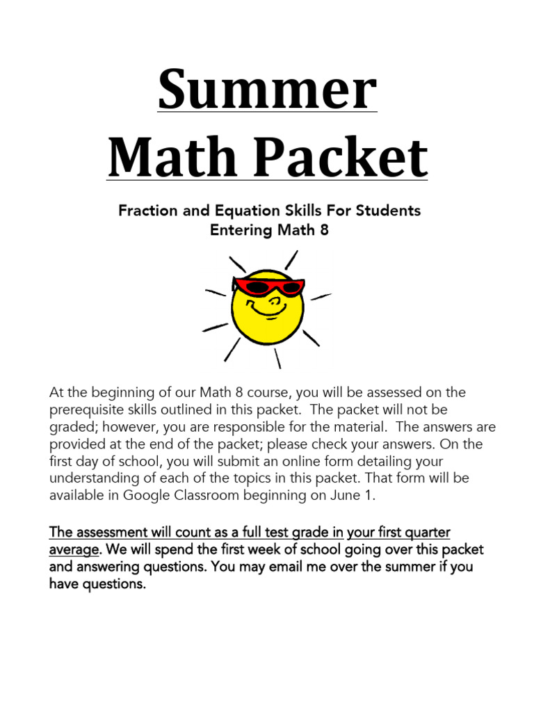 SummerPacketMath8-2020 | PDF | Division (Mathematics) | Multiplication