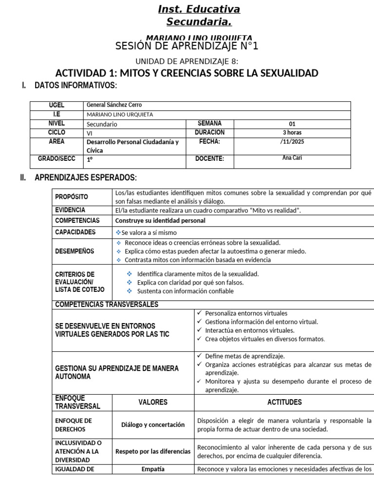1° SESION 1 | PDF | Aprendizaje | Las emociones